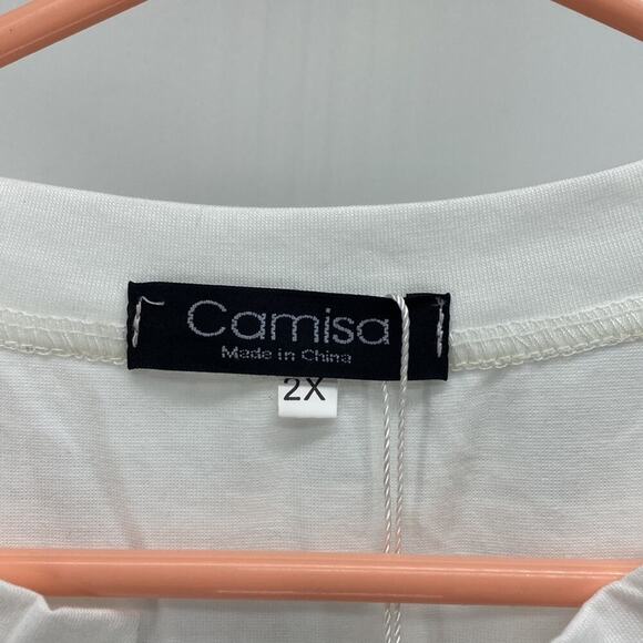 Camisa black white floral roll sleeve 2 button oversized top lightweight top - Picture 2 of 7